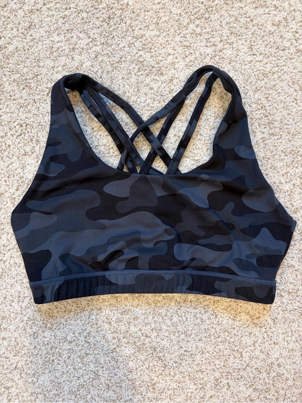 Senita Strappy Black Camo Sports Bra Large